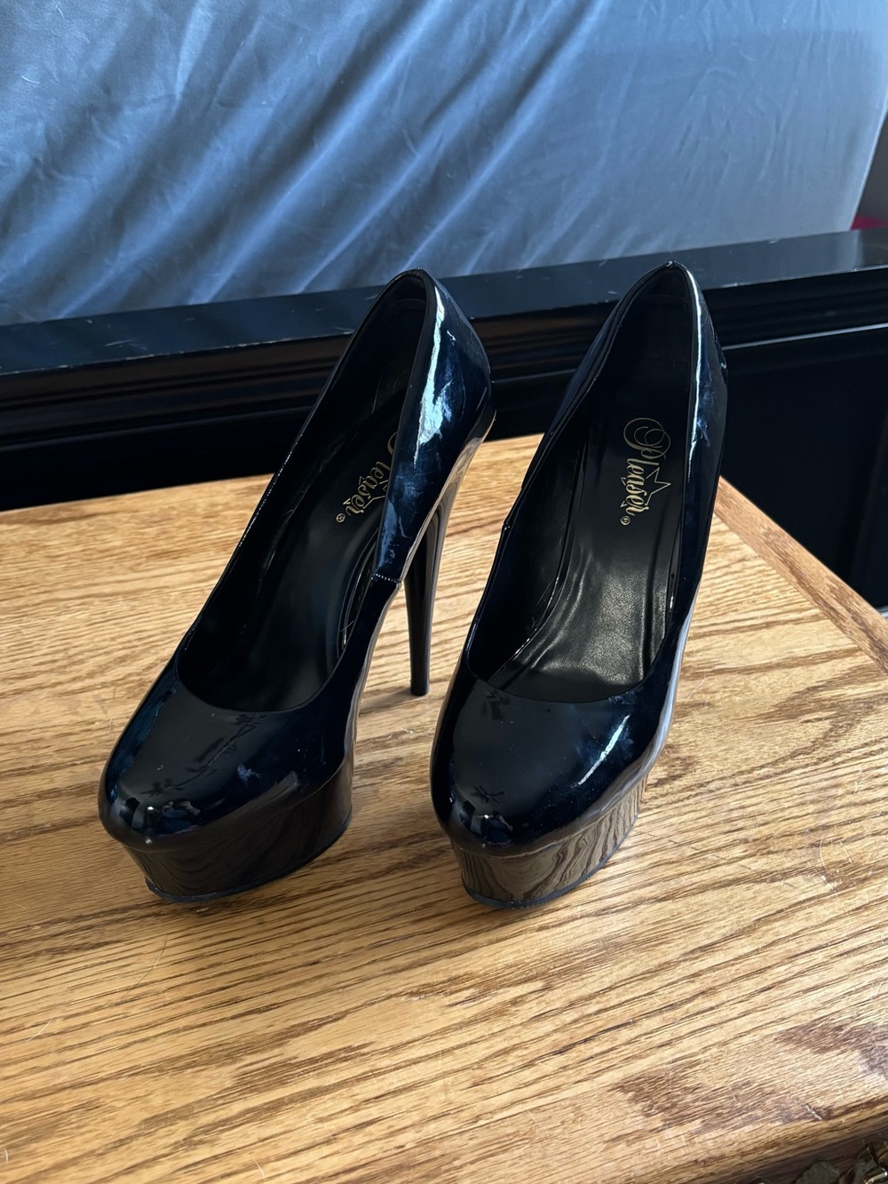 Black Patent Platform Stiletto Pumps